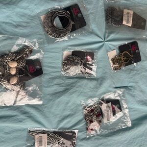 Paparazzi Silver-Tone Textured Drop Necklace and Chain and earring lot